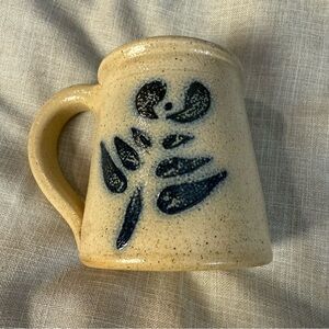 Hale Farm Artisan Cream and Blue Ceramic Mug with Floral Design